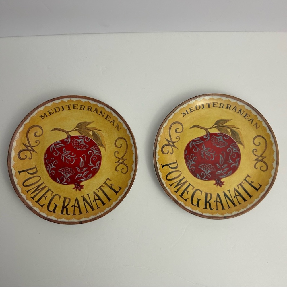 Oneida Alamode 2007 stoneware Angela Stachling art in motion set of two plates
